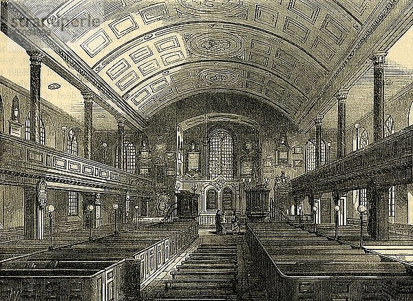 Innenraum der Kirche von Kensington  1850  (um 1876). Schöpfer: Unbekannt.