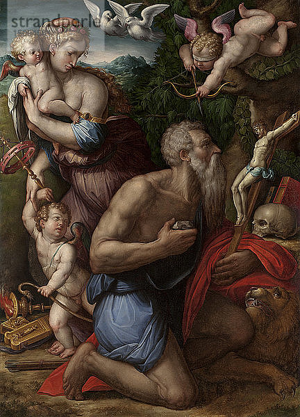 Die Versuchung des Heiligen Hieronymus. Schöpfer: Vasari  Giorgio (1511-1574).