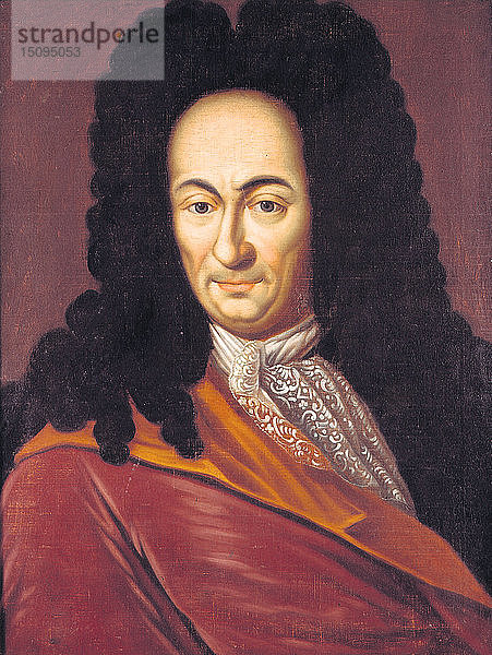Gottfried Wilhelm Leibniz (1646-1716)  um 1710. Schöpfer: Anonym.