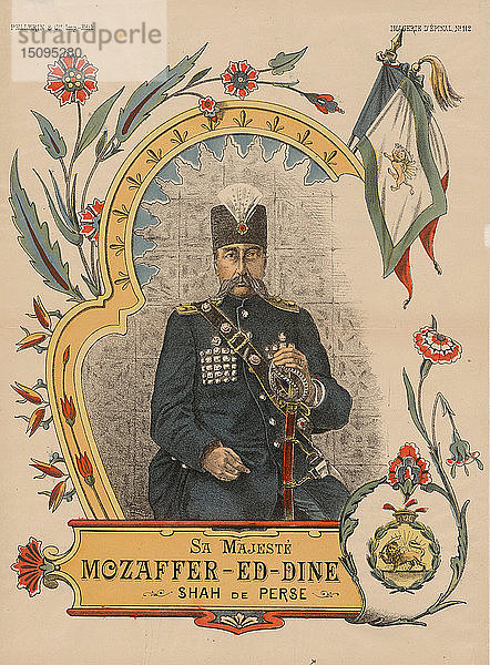 Mozaffar ad-Din Schah Qajar (1853-1907)  Schahanshah von Persien  1896. Künstler: Anonym