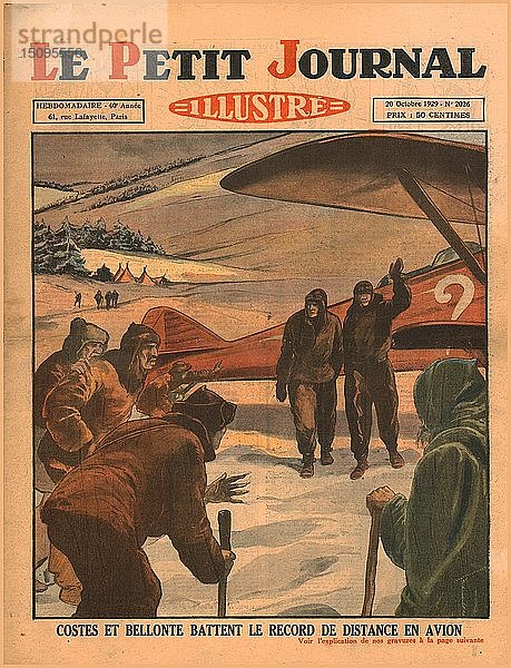Costes und Bellonte brechen den Flugstreckenrekord  1929. Schöpfer: Unbekannt.