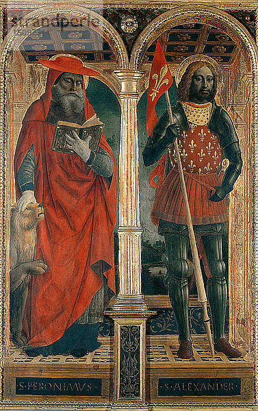 Heilige Hieronymus und Alexander. Polyptychon aus der Kirche Santa Maria delle Grazie  1500-1505. Schöpfer: Foppa  Vincenzo (tätig 1456-1516).