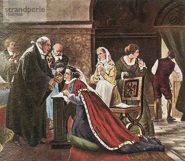 Kurfürstin Elisabeth nimmt nach dem evangelischen Gottesdienst das Abendmahl ein  (1936). Schöpfer: Unbekannt.