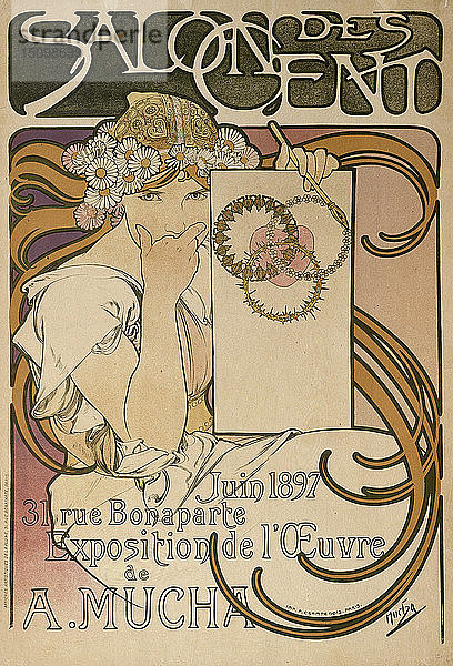 Plakat für die Ausstellung von Alphonse Mucha im Salon des Cent  Paris  Frankreich  1897. Künstler: Alphonse Mucha