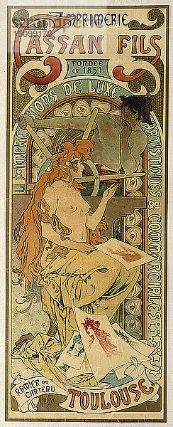 Plakat für die Druckerei Cassan Fils in Toulouse  1897. Künstler: Alphonse Mucha