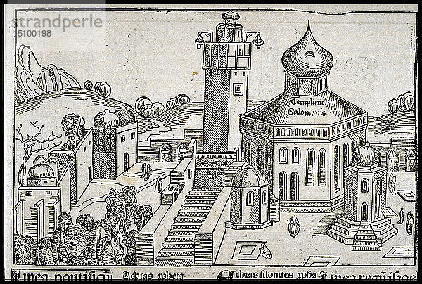Templum Salomonie (aus der Schedelschen Weltchronik)  um 1493. Schöpfer: Wolgemut  Michael (1434-1519).