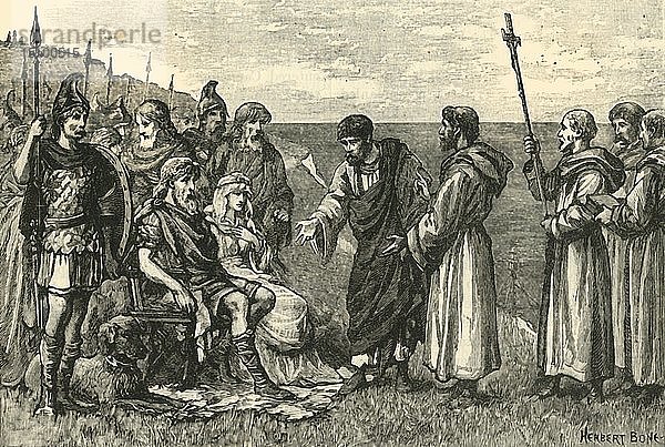 Die Landung des Heiligen Augustinus in Kent   (597 n. Chr.)  1890. Schöpfer: Unbekannt.