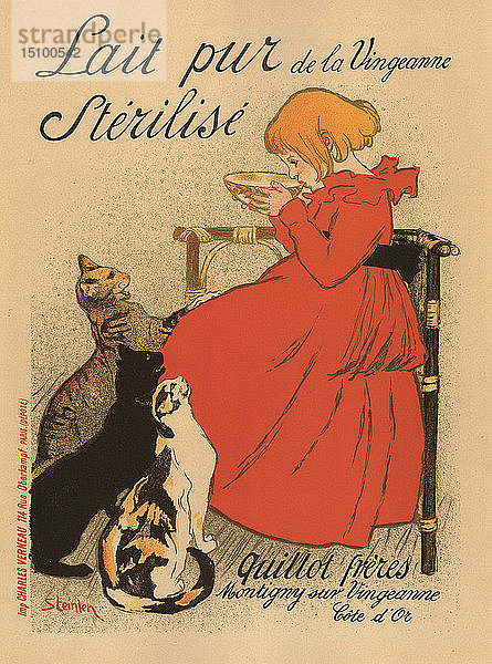 Lait pur stérilisé de la Vingeanne (Plakat)  1890er Jahre. Künstler: Steinlen  Théophile Alexandre (1859-1923)