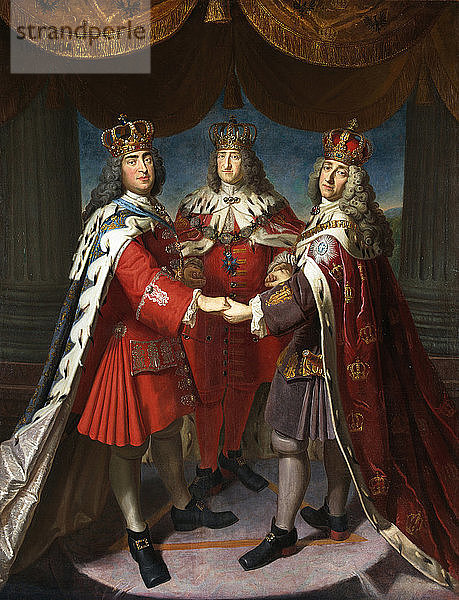 Bündnis der Könige Friedrich I. in Preußen  August II. der Starke und Friedrich IV. von Dänemark  1709. Schöpfer: Gericke  Samuel Theodor (1665-1729).