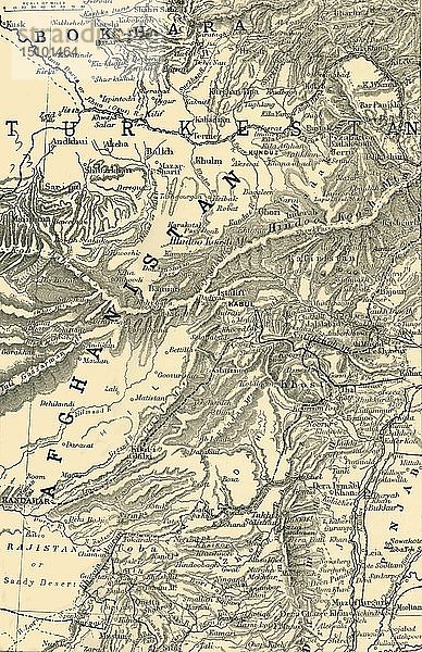 Karte mit der Route von General Roberts nach Kabul... und den britischen und russischen Grenzen   1901. Schöpfer: Unbekannt.