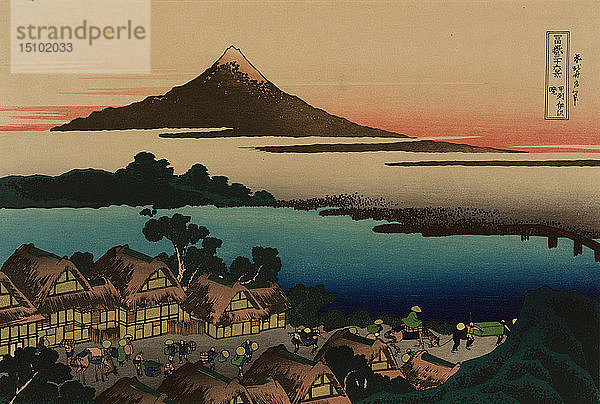 Morgendämmerung in Isawa in der Provinz Kai (aus der Serie 36 Ansichten des Mount Fuji )  1830-1833.