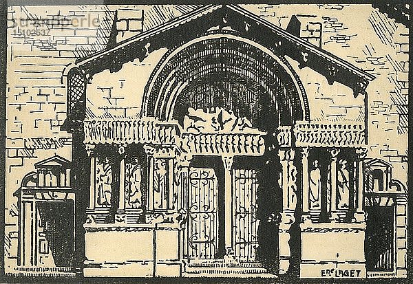 St-Trophime - Le Portail - Das Portal der Kirche von St-Trophime   um 1920. Schöpfer: E Laget.