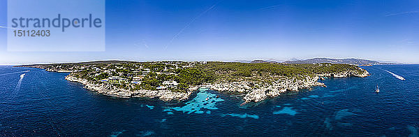 Spanien  Mallorca  Luftaufnahme der Bucht Cala Falco und Cala Bella Donna