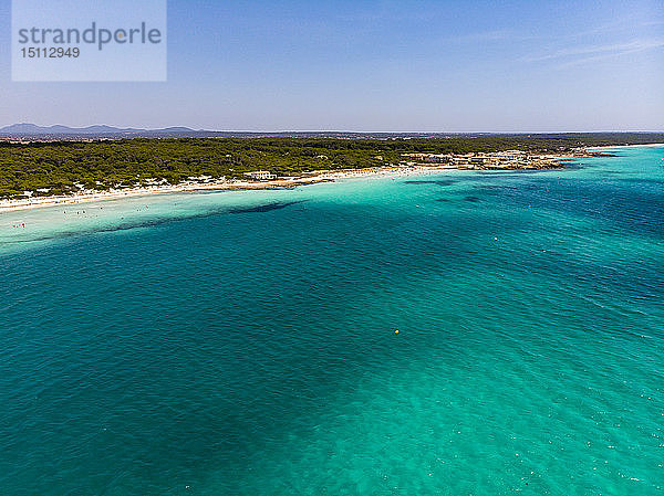 Spanien  Balearen  Mallorca  Sa Rapita  Ses Covetes  Luftaufnahme von Playa es Trenc