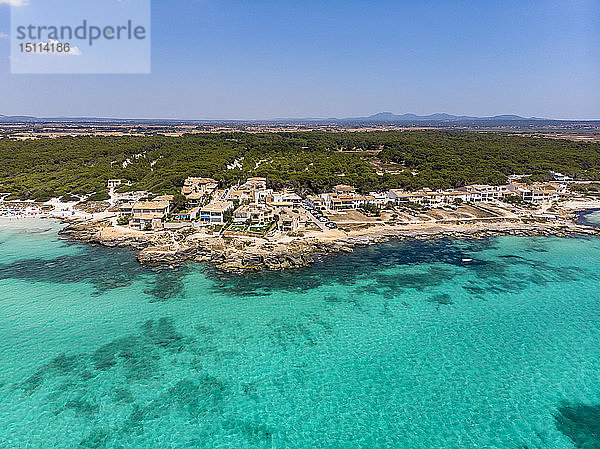 Spanien  Balearen  Mallorca  Sa Rapita  Ses Covetes  Luftaufnahme von Playa es Trenc