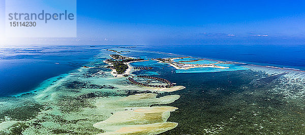 Malediven  Süd Male Atoll  Luftaufnahme des Resorts auf den Inseln Olhuveli und Bodufinolhu