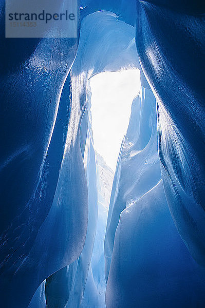 Blaues Eis in einer Eishöhle auf dem Fox Glacier  Südinsel  Neuseeland