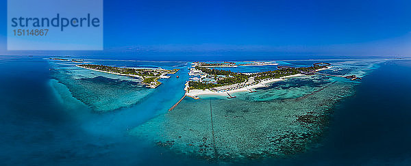 Malediven  Südliches Männliches Atoll  Lagune von Olhuveli und Bodufinolhu  Luftaufnahme