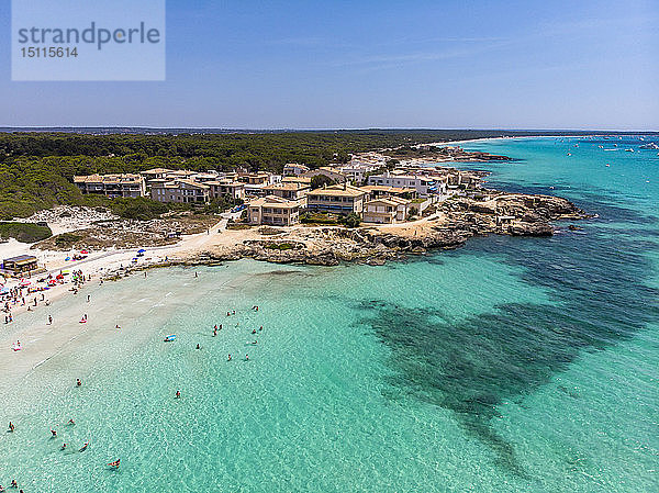 Spanien  Balearen  Mallorca  Sa Rapita  Ses Covetes  Luftaufnahme von Playa es Trenc