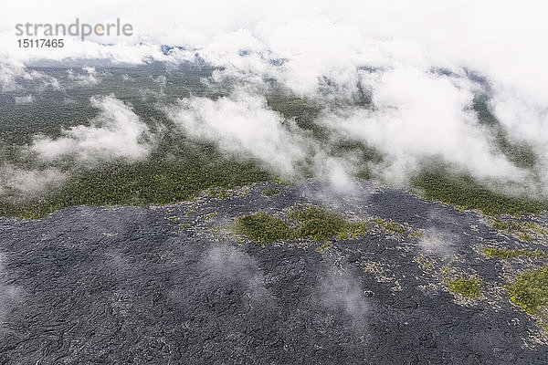 USA  Hawaii  Big Island  Luftaufnahme der erkalteten Lavafelder und des Kraters