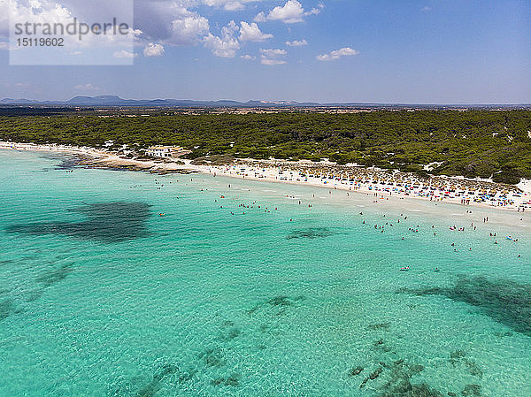 Spanien  Balearen  Mallorca  Sa Rapita  Ses Covetes  Luftaufnahme von Playa es Trenc