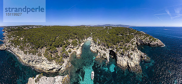 Spanien  Mallorca  Luftaufnahme der Bucht Cala Falco und Cala Bella Donna