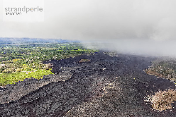 USA  Hawaii  Big Island  Luftaufnahme der Auswirkungen des Vulkanausbruchs im Jahr 2018