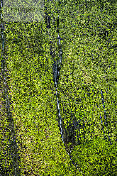 Hawaii  Kauai  Antenne der Küste von Na Pali  Na Pali Coast State Wilderness Park  Wasserfall