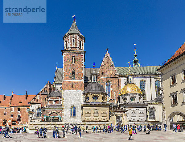 Blick auf die Wawel-Kathedrale im Königsschloss Wawel  UNESCO-Weltkulturerbe  in der mittelalterlichen Altstadt  in Krakau  Polen  Europa
