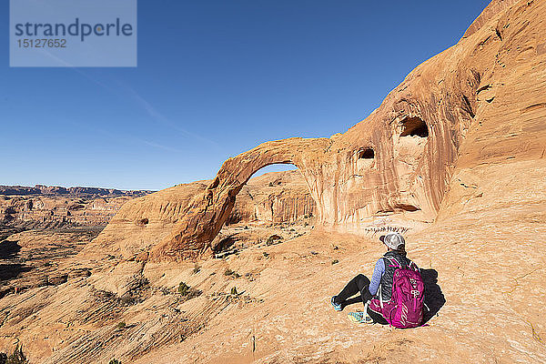 Corona Arch und Bootlegger Canyon  Moab  Utah  Vereinigte Staaten von Amerika  Nordamerika