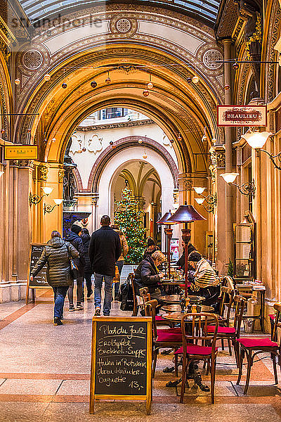 Cafe und Geschäfte in der Freyung-Passage  Palais Ferstel  Herrengasse  Innere Stadt  Wien  Österreich  Europa