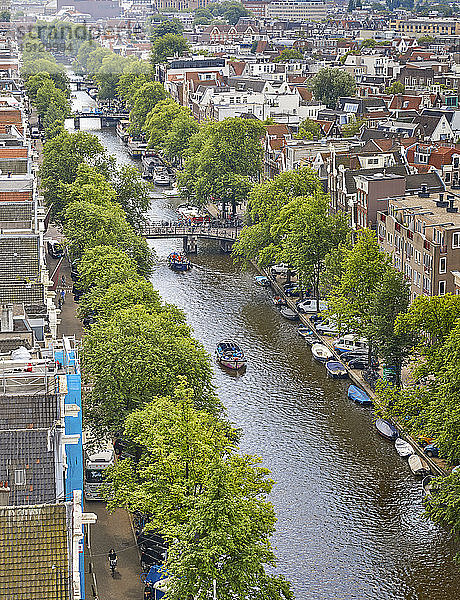 Luftaufnahme des Prinsengracht-Kanals  Amsterdam  Nordholland  Niederlande  Europa