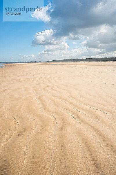 Sandstrand an der Holkham Bay auf dem Norfolk Coast Path National Trail  Norfolk  East Anglia  England  Vereinigtes Königreich  Europa