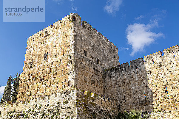 Blick auf die alte Stadtmauer am Jaffa-Tor  Altstadt  UNESCO-Weltkulturerbe  Jerusalem  Israel  Naher Osten