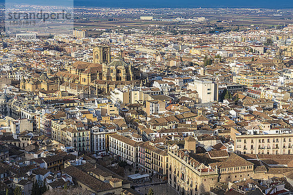 Blick auf die Altstadt von Granada Albayzin  Sacromonte  Granada  Andalusien  Spanien  Europa