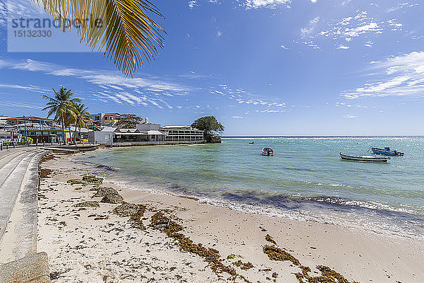 Blick auf den Strand von St. Lawrence Gap  Barbados  Westindien  Karibik  Mittelamerika