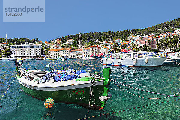 Fischerboote im Hafen  Hvar  Insel Hvar  Dalmatien  Kroatien  Europa