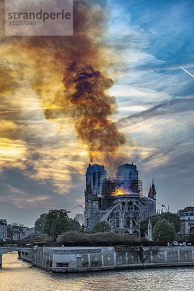 Brand in Notre-Dame de Paris  Paris  Ile-de-France  Frankreich