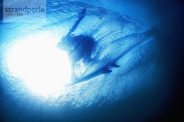 Unterwasserblick Sonnenschein über Surfer