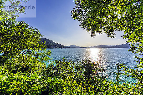 Österreich  Kärnten  Klagenfurt am Worthersee  Worthersee bei Sonnenuntergang