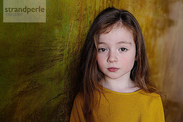 Bildnis eines kleinen Mädchens mit langen braunen Haaren