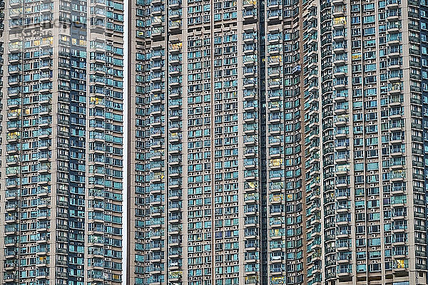 Teilansicht des Apartment-Turms  Kowloon  Hongkong  China