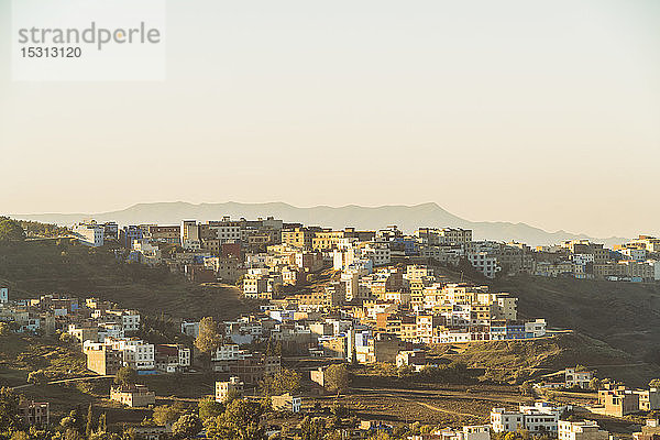 Blick von oben auf Chefchaouen  Marokko
