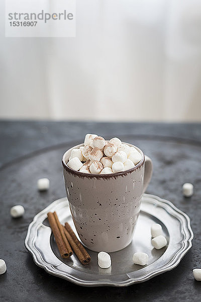 Tasse heiße Schokolade mit Marshmellows