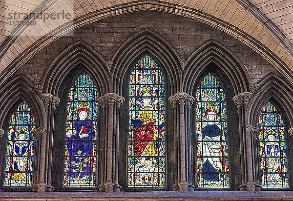 Republik Irland  Dublin  Saint Patrick Anglikanischer Heiliger Patrick (13. Jahrhundert)  Glasmalerei  die den Heiligen Patrick darstellt (19. - 20. Jahrhundert)