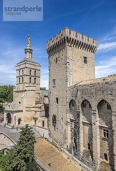 Frankreich  Vaucluse  Avignon  Palais des Papes (14. Jahrhundert) und die Kathedrale von Avignon (12.-17. Jahrhundert) (UNESCO-Welterbe)