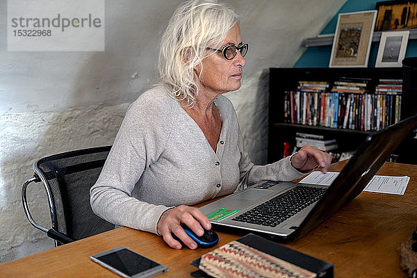 Europa  Frankreich  Bourgogne  Epoisses  Frau arbeitet an einem Computer