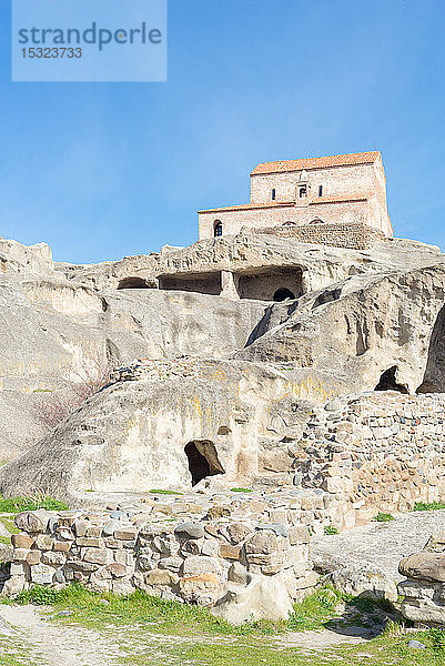 Die in den Fels gehauene Stadt Uplistsikhe bei Gori  Schida Kartli  Georgien  Transkaukasien