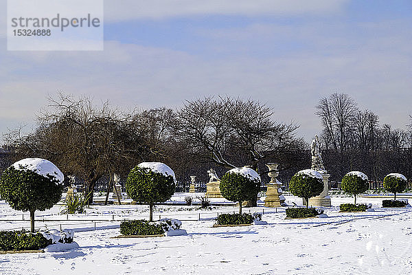 Europa  Frankreich  Ilde de France  Paris  Der Tuileriengarten unter dem Schnee