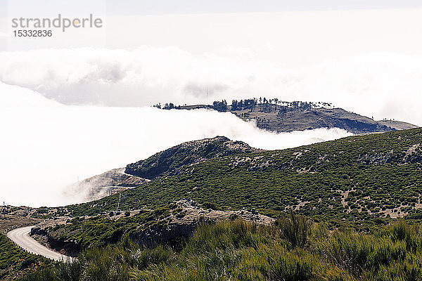 Portugal  Insel Madeira  die Straße zwischen dem Tal von Curral das Freiras und dem Pico do Arieiro